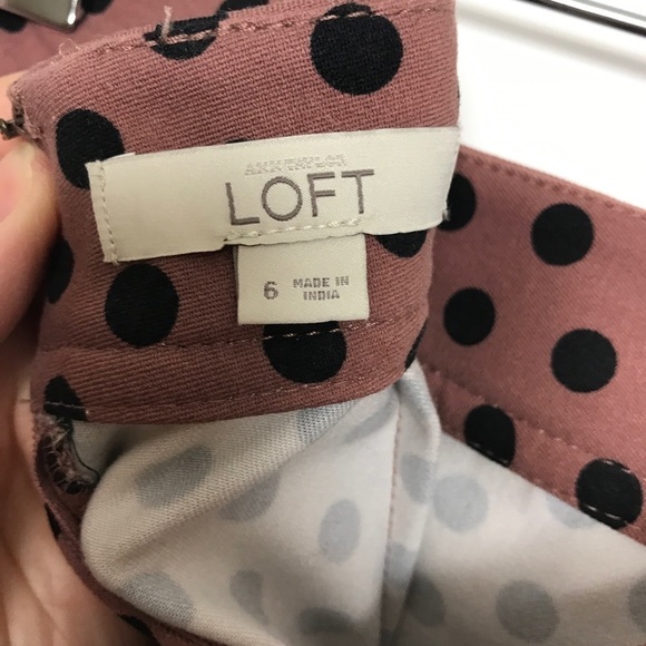 Loft tan skirt with black polka dots stretch size6 - Picture 7 of 8